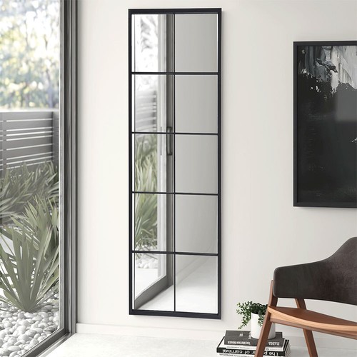 Large window style mirror wall - mirror,