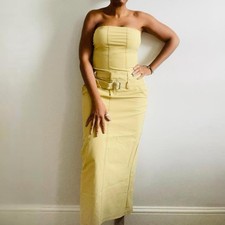 Zara Mustard Strapless Midi