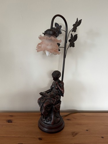 Vintage bronze look lady table - vintage,