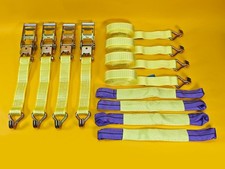 4x Recovery Ratchet Strap SET 5ton High-Visibility Yellow Tie Down Alloy Wheel