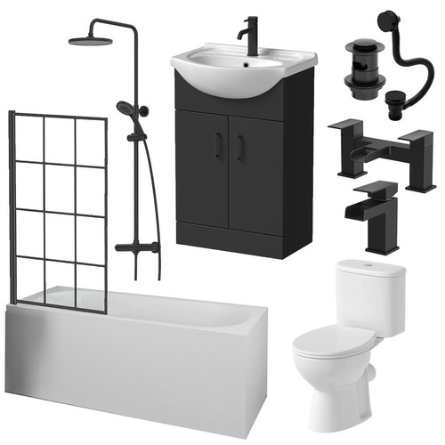 Complete bathroom suite black - bathroom,