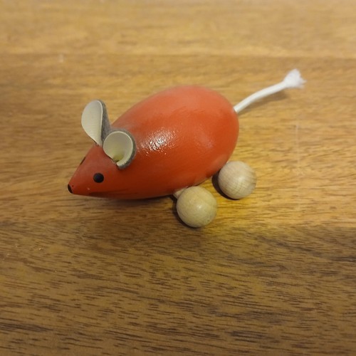 Vintage wooden toy mouse with - vintage,