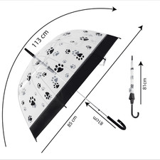 Transparent Dome Umbrella Large Clear Dog Paw  Long plastic PVC Wedding Brolly