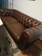 Leather Sofa 3-Seater Brown