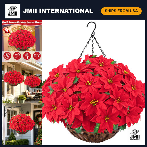 Artificial hanging poinsettias - artificial,
