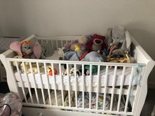 Little acorns White  Sleigh Cot Bed. Converts Into Toddler Bed.