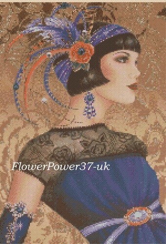 Art deco lady cross stitch - cross,