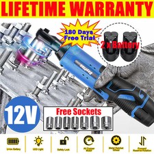 380Nm Electric Cordless Right Ratchet 3/8" 90° Angle Wrench 2 Battery DIY Tool