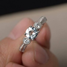 1ct Round Cut Blue Aquamarine