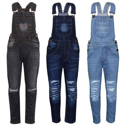 Kids girls denim dungaree knee - girls,