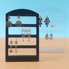 24 Holes Jewelry Organizer Stand Black Plastic Earring Holder Display Rack