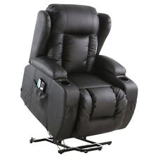 CAESAR ELECTRIC RISE RECLINER WINGED LEATHER ARMCHAIR MASSAGE HEATED CHAIR