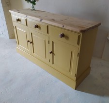 Solid pine sideboard, kitchen dresser finished in a shade of Dijon mustard