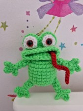 Crazy Lazy Frog Bright Green Grog Keychain Crochet Frog Toy