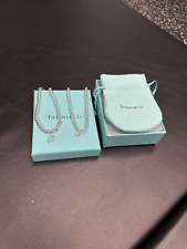 Tiffany Blue Heart Tag Bead Necklace in Silver, 18 inches length