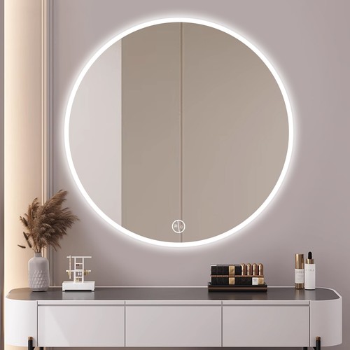 Round bathroom mirror with - bathroom,