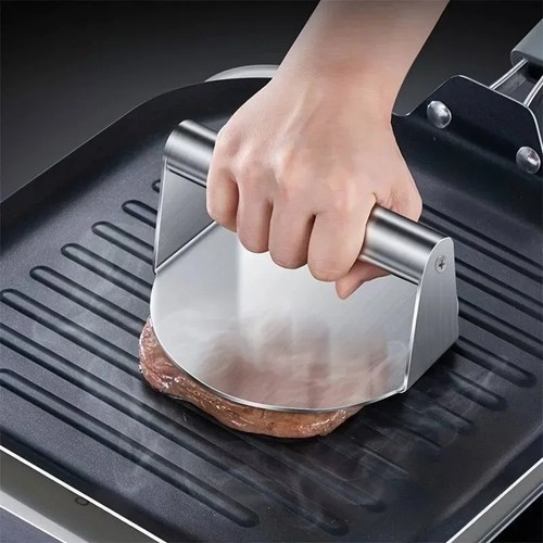 Stainless steel burger press - steel,