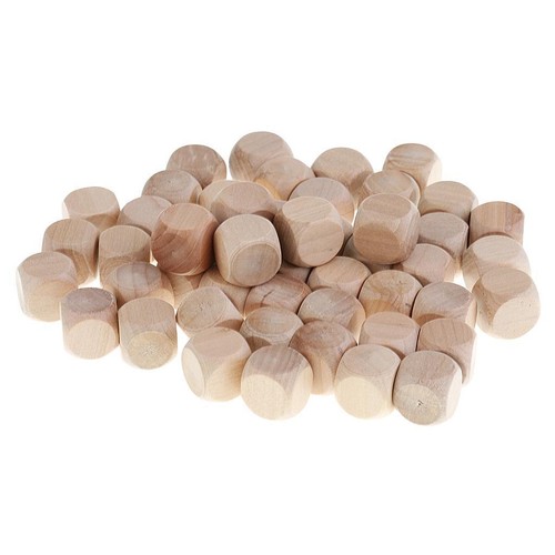 50pcs wooden blank - dice, 16mm