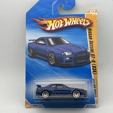 Hot Wheels Nissan Skyline GT-R R34 Dark Blue 2010 1:64 Diecast Car Long Card