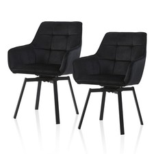 2 Pcs Swivel Velvet Dining Chair Restaurant Dining Room Furniture Modern Black