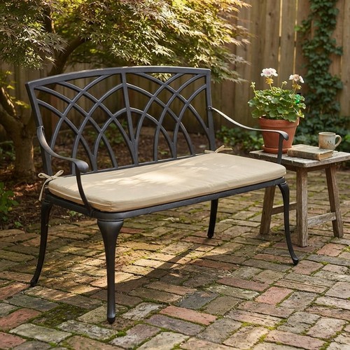 Cast aluminium bench - aluminium, seater