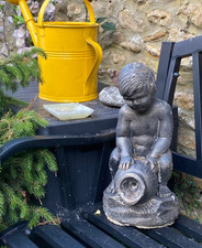Cherub Garden Water Feature Boy Pouring Urn Ornament Sculpture Concrete Cement