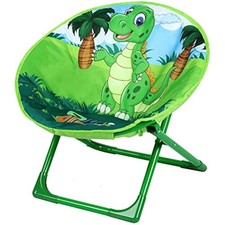 Outplea Green Dinosaurs Kids Suacer Chair, Toddler Cartoon Moon Chair, Foldable