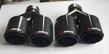 GLOSS BLACK CARBON FIBRE AKRAPOVIC EXHAUST TIPS 4” STEEL TWIN Y PIECE STAGGERED