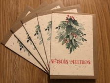 5 Pack Christmas Seasons Greetings Card Eco-Friendly Plantable Seed Paper UK