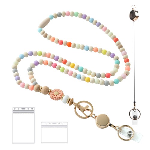 Wooden beaded lanyard - beaded, for