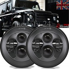 Fit Land Rover Defender 90 110 130 7inch LED Headlights Hi/Lo Black E Mark Light