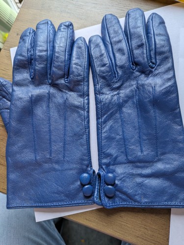 Royal blue leather gloves - royal,