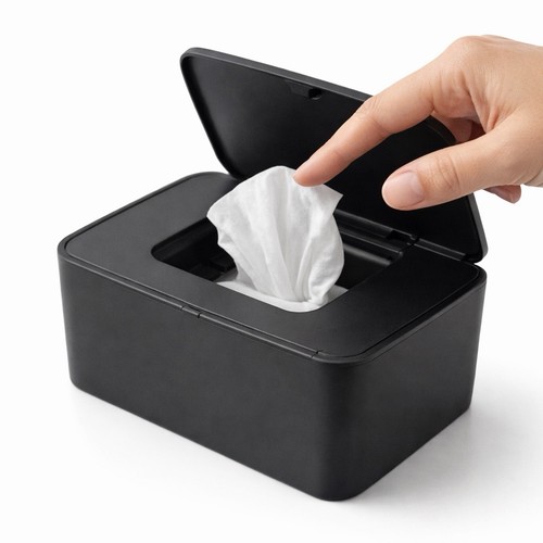 Black wet wipes dispenser box - black,