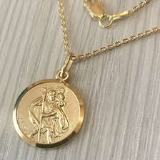MENS Solid Gold over Sterling Silver SAINT CHRISTOPHER free Engraving