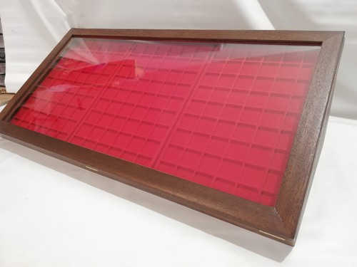 Wood coin display showcase - wood,