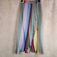 Mos Mosh Womens Skirt Striped Rainbow Faux Wrap Elasticated Waist Size XS