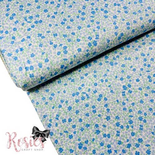 Sky blue floral jersey fabric - floral,