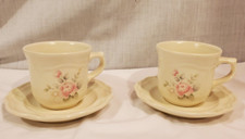 VINTAGE PFALTZGRAFF TEA ROSE COFFEE CUPS AND SAUCERS SET OF 2