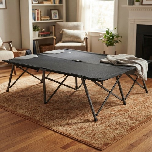 Portable double camping bed - portable,