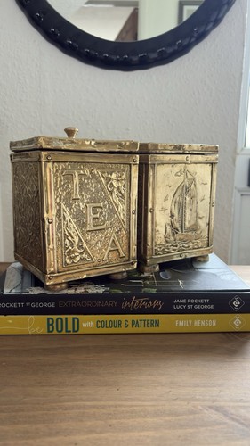 Brass embosse wood tea - brass,