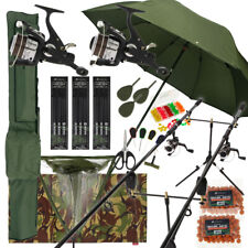Deluxe Complete Carp Fishing Set With 2 x Rods Reels Pod Alarms 42" Net Tackle 