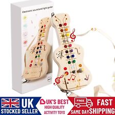Wood Guitar Musical LED Light Montessori Switch Toy Busy Board Sensory Toys Gift