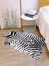 Faux Fur Cow Hide Carpet Zebra Printed Rug Bedroom Floor Mat Hoom Decor 110x75cm