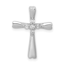 10K White Gold 1/6ct. 5-Stone Diamond Cross Chain Slide Pendant 0.85gm