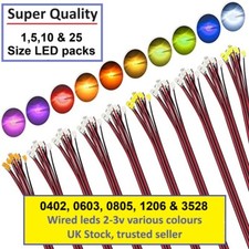 0402 0603 0805 1206 3528 LED wired  2V 3V Model Trains High Quality UK In stock