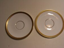 Royal Doulton Royal Gold H4980 Tea Cup Saucers (Pair) Gold on white Vintage see#