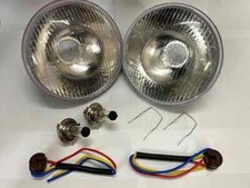 2 Lucas Sealed Beam 7" Inch Headlamp Light Conversion No Pilot RHD Classic Cars