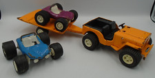 VINTAGE TONKA TOYS JEEP & TILTING TRAILER & 2 BEACH BUGGYS 1970's PLEASE READ