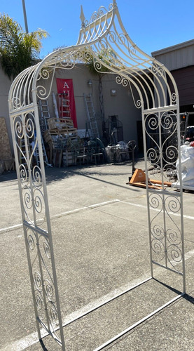 White wrought iron garden arch - iron,