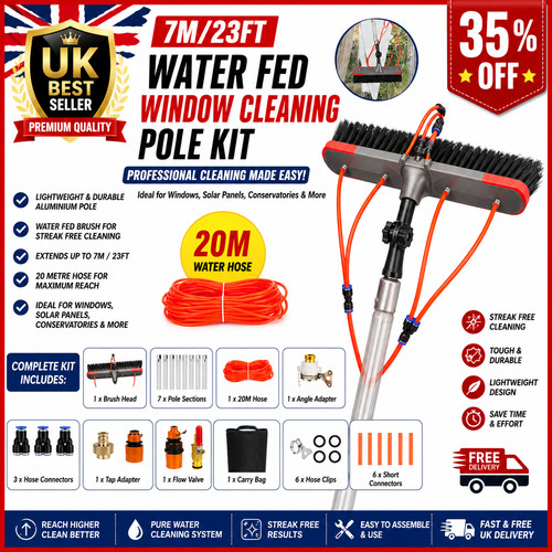 Water fed window cleaning - 7m,